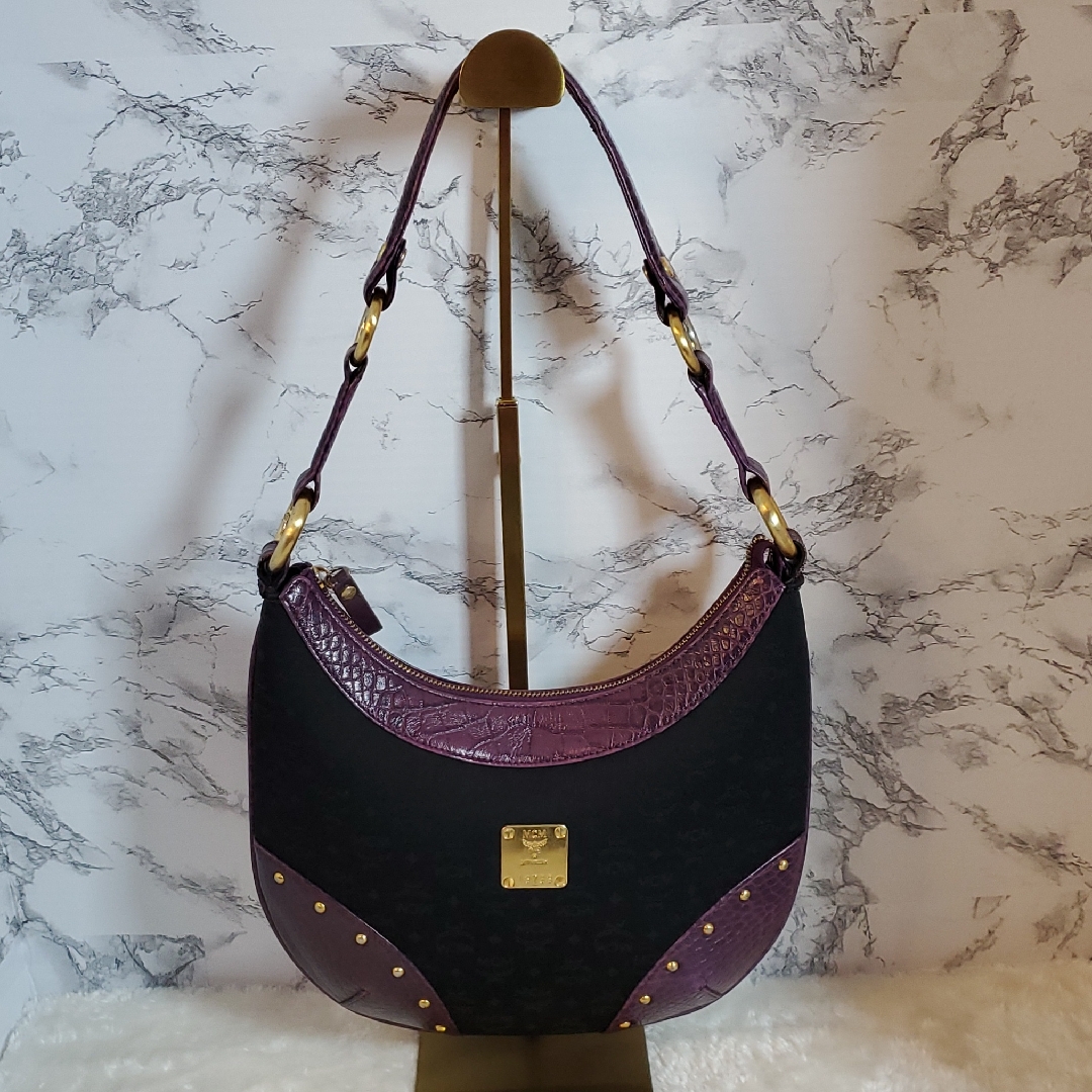 Mcm Black And Purple Hobo Shoulder Bag Euc